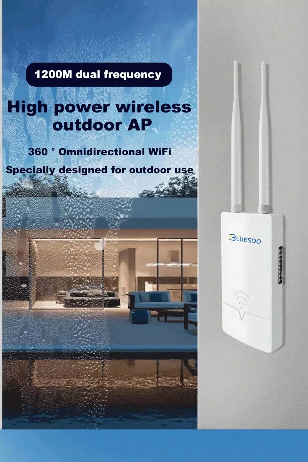 1200Mbps في الهواء الطلق AP راوتر ثنائي النطاق شبكة لاسلكية نظام واي فاي في الهواء الطلق AP راوتر مكاسب عالية هوائي خارجي 24 فولت PoE