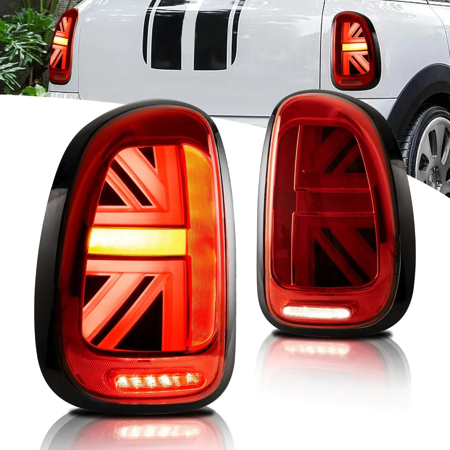 LED Tail Lights Assembly for Mini Cooper R60 2010-2016, Union Jack Tail Lamp with Start-up Animation/Breathing Lights, Seq