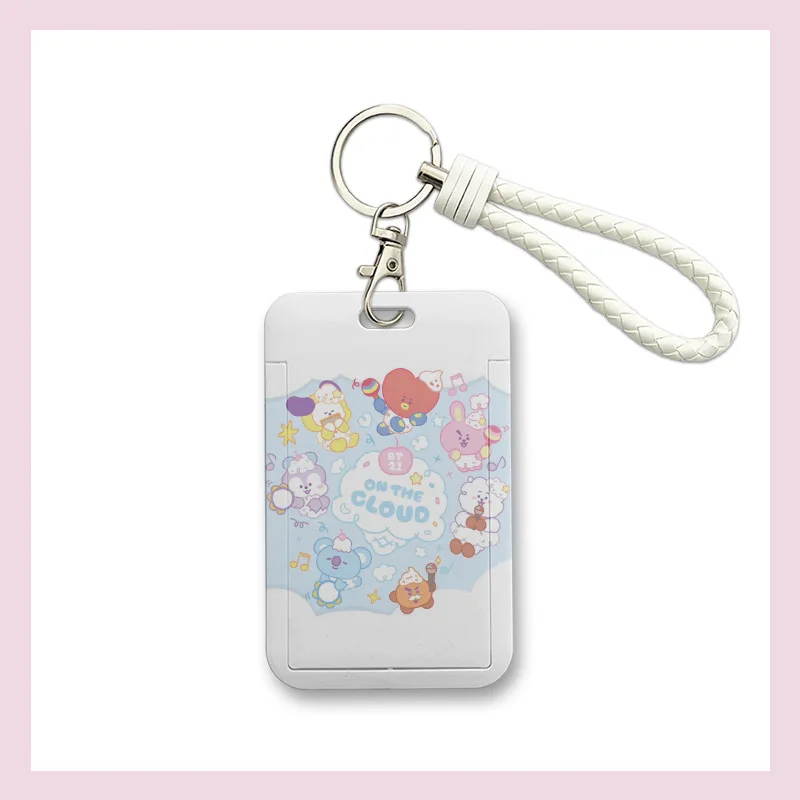 Bt21 Nowy zestaw kart Kawaii Anime Badge Anti-Lost Lanyard Student Meal Card Protective Sleeve Bus Card Meal Card Pendant Gift