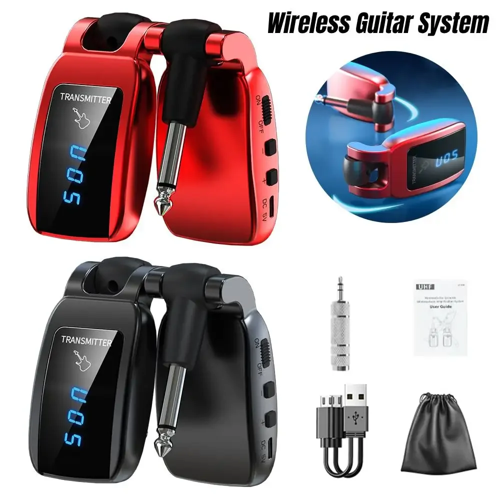 Mini Plug Guitar Amplifier Wireless Guitar System USB Rechargeable Guitar Transmitter Receiver for Guitar Bass Electric Instrume