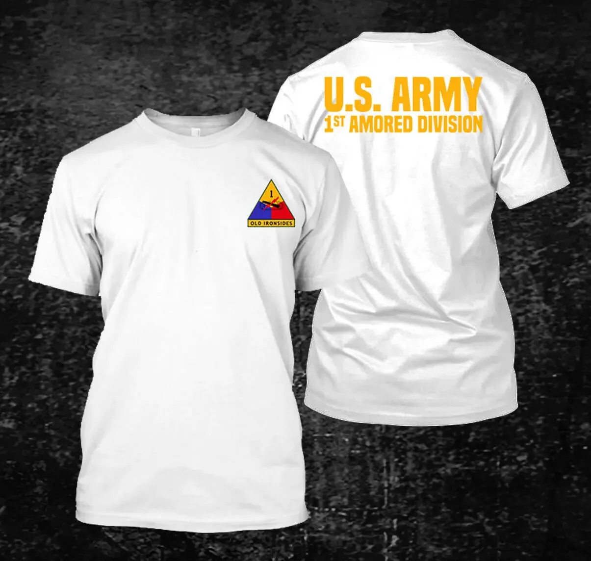 US Army 1st Armored Division Old Ironsides T-Shirt 100% Cotton O-Neck Summer Short Sleeve Casual Mens T-shirt Size S-3XL