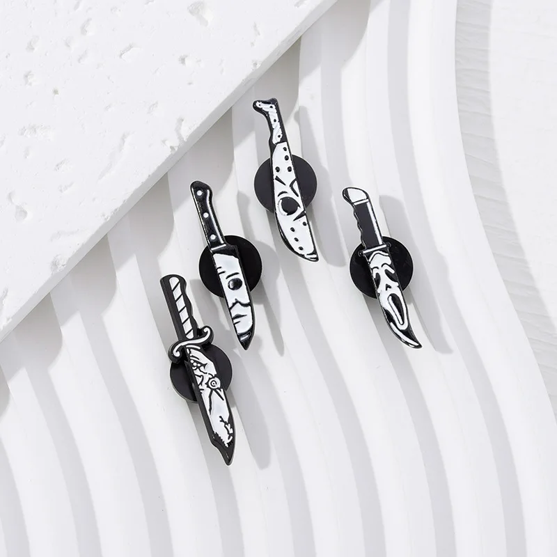 Black and white knife styling badge Diablo punk style alloy brooch pin Accessories wholesale Send friends gifts