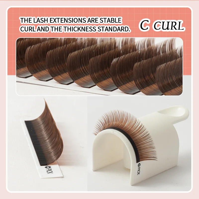 Seamulan Brown Eyelash Extension High Quality Soft Natural Synthetic Mink Lashes C/D/M/L Brown Lashes Not Easy To Knot