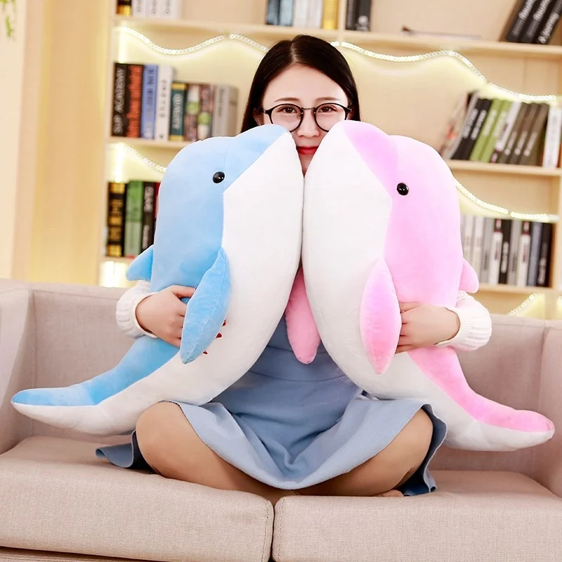 

Kawaii Soft Cartoon Stuffed Dolphin Plush Toy Doll Animal Pillow Creative Children's Toy Sleeping Christmas Birthday Gift