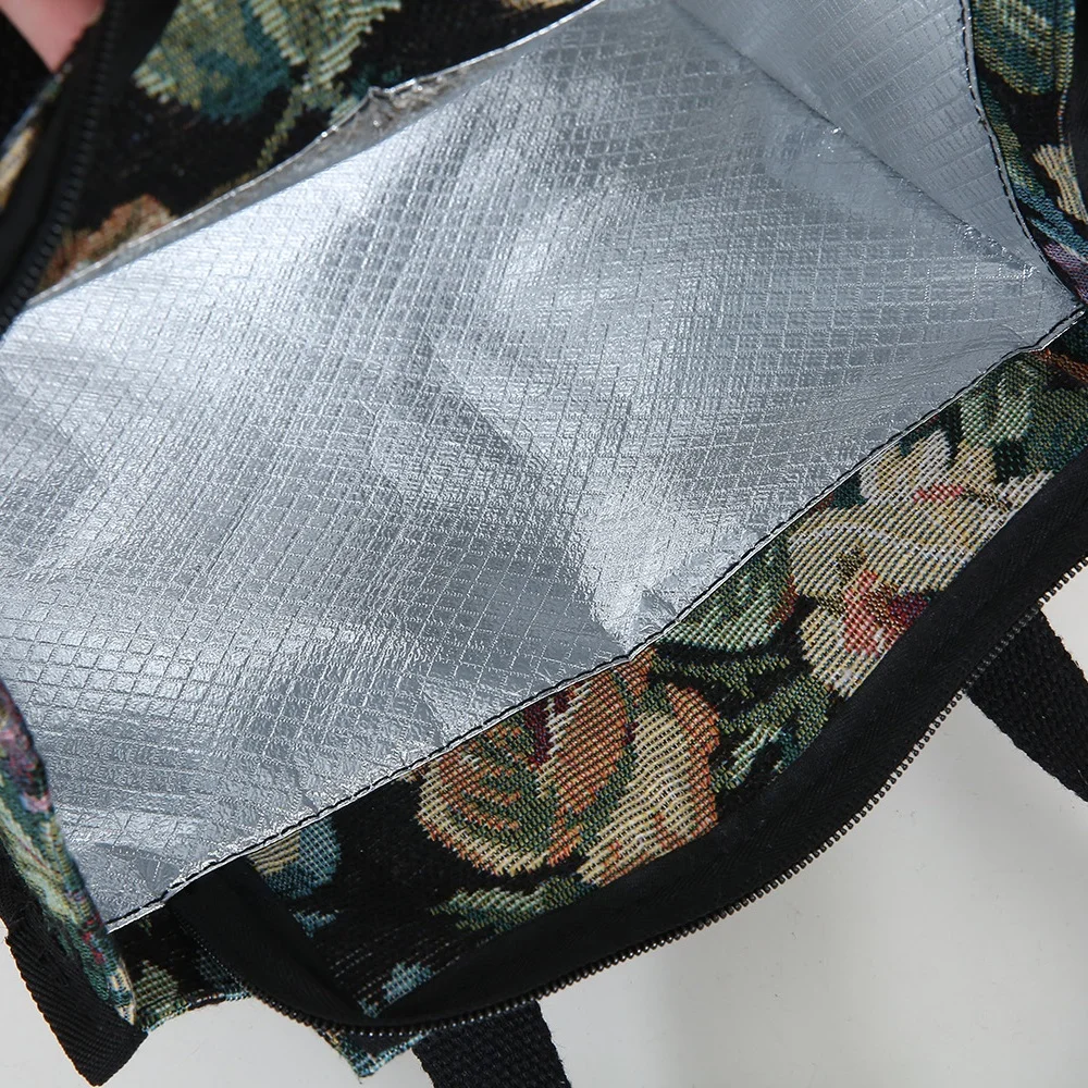 New, Thickened Knitted Jacquard Fabric, Tote Bag, Bento Bag, Aluminum Foil Insulation to Bring Lunch Box Storage Bag to Work
