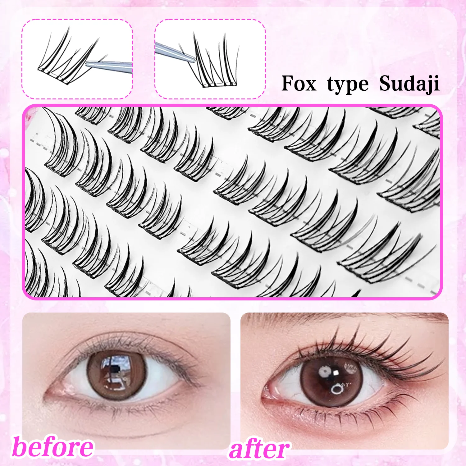 Fox Eye Glue-Free False Eyelashes Easy to Apply Beginner Friendly Natural Soft & Reusable for Daily Makeup image 6