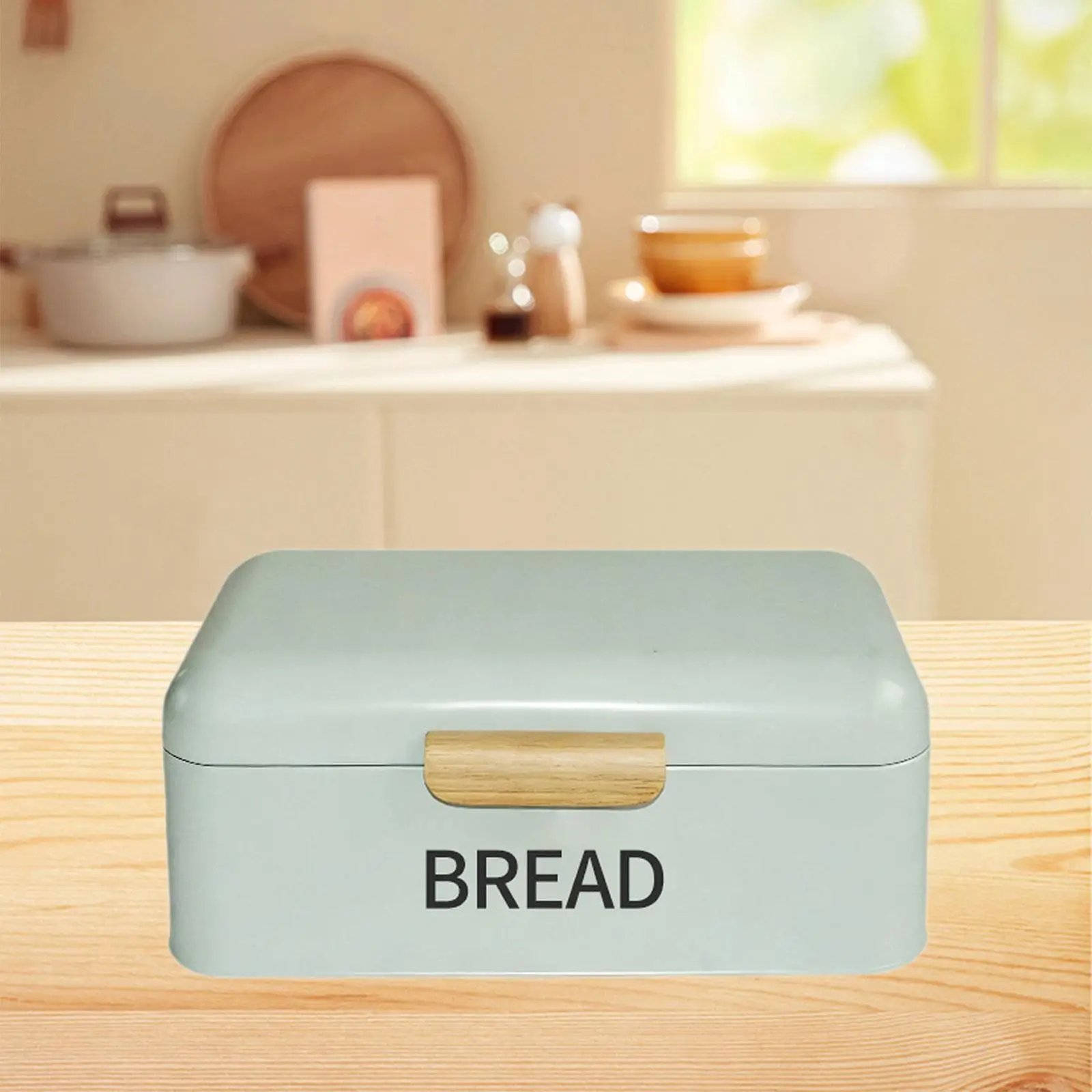Contenedor Multifuncional para Pan, Caja de Pan de Hierro Galvanizado con Tapa Abatible para la Encimera de la Cocina, para Pasteles y Frutas