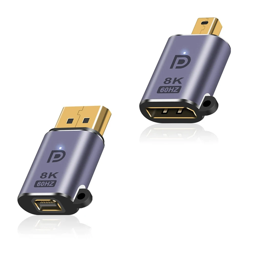 

8K@60Hz Mini DP to DP Adapter Displayport to Mini Displayport Bi-Directional Male to Female Extention Connector for PC Monitor