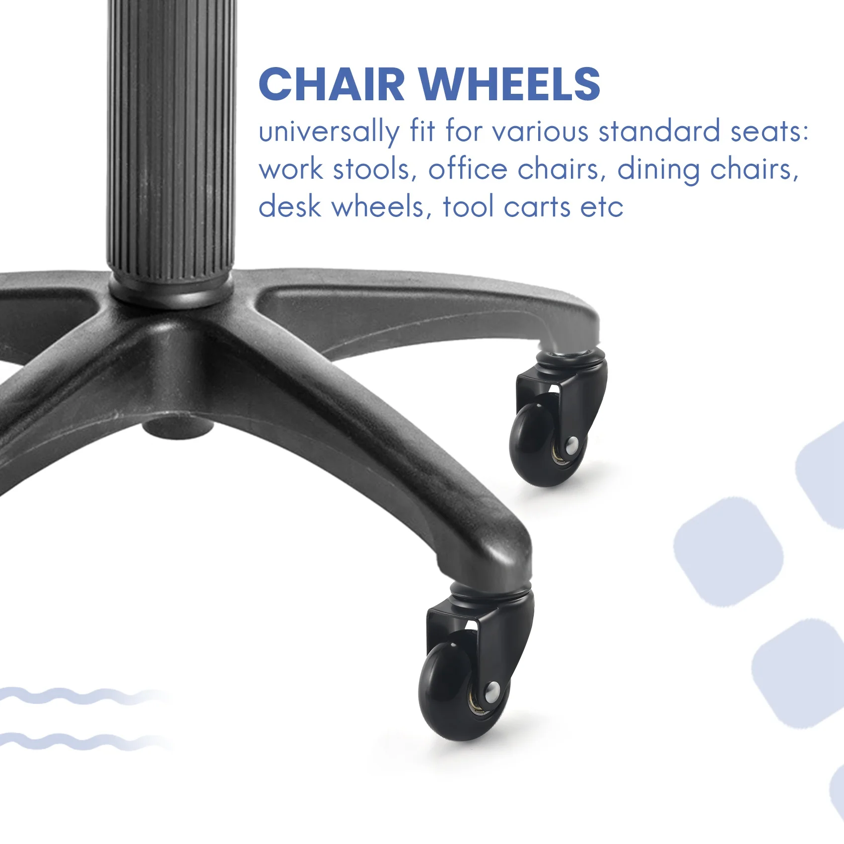 Rodas do rodízio da cadeira da substituição de 5 pces 2 polegadas, rodas resistentes com haste plug-in 7/16x7/8 polegadas, rolamento silencioso & suave