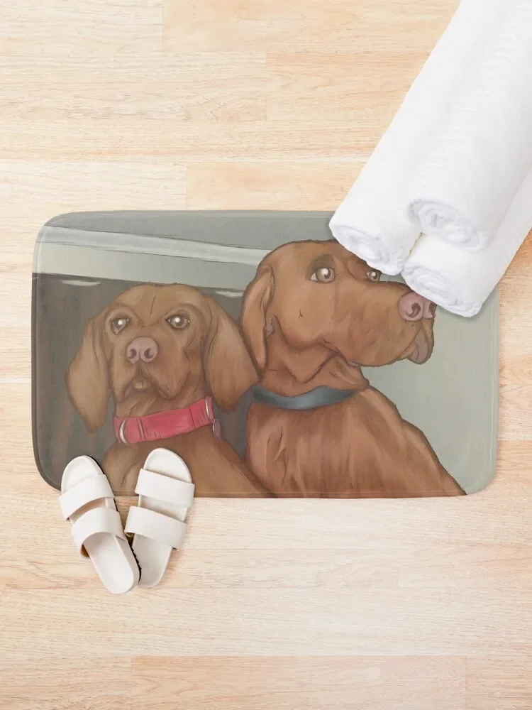 Ruby and Flash Hungarian Vizsla Bath Mat Household Items Washable Non-Slip Kitchen Rug Anti-Skid Shower Non-Slip Pad Mat