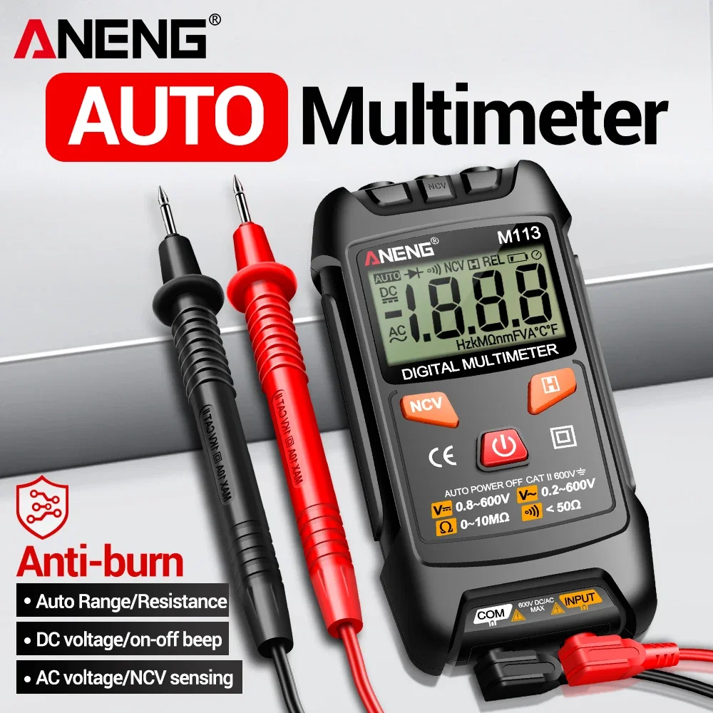 ANENG Digital Multimeter 1999 Counts Auto Range NCV Non-contact Voltage Tester AC DC Voltage Resistance Meter Data Hold Electric