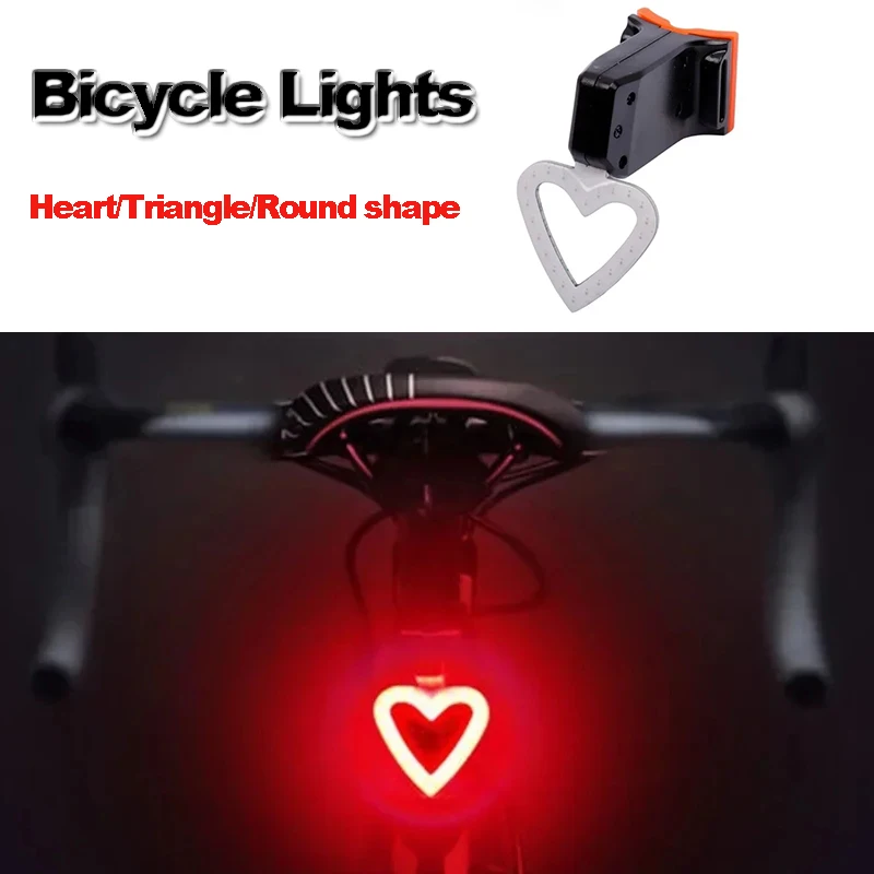 Bike Light Heart Shape Cycling Safety Taillight IPX64 Waterproof Night Warning Rear Lamp Flashlight Bicycle Accessories