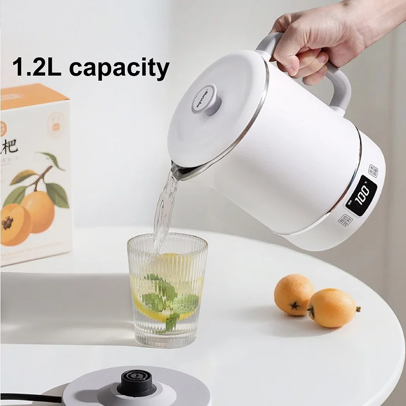 110V/220V Electric Kettle Portable Travel 304 Stainless Steel Boil Kettle Office Appointment Health Kettle Auto Keep Warm 1.2L