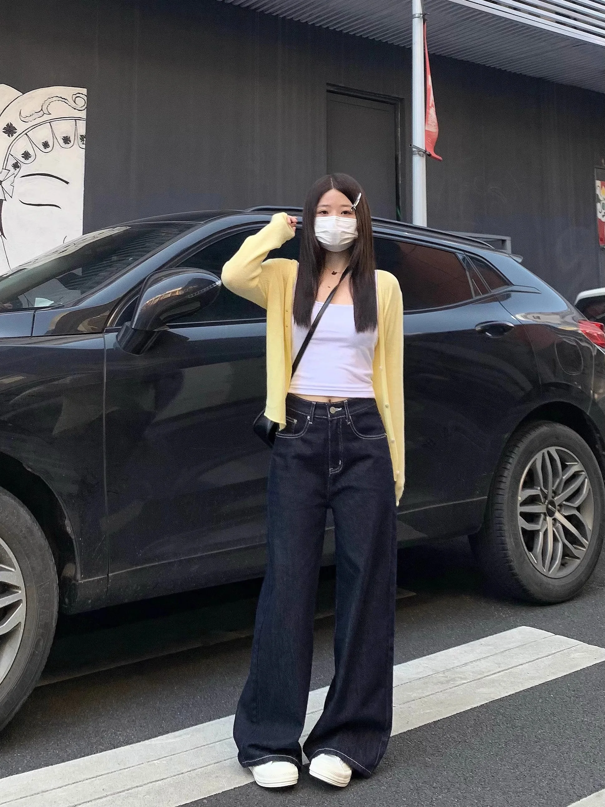 

Темно-синие джинсы с высокой талией, свободные прямые джинсы, женские повседневные джинсовые брюки с высокой талией, осень-зима, новые утягивающие широкие брюки...