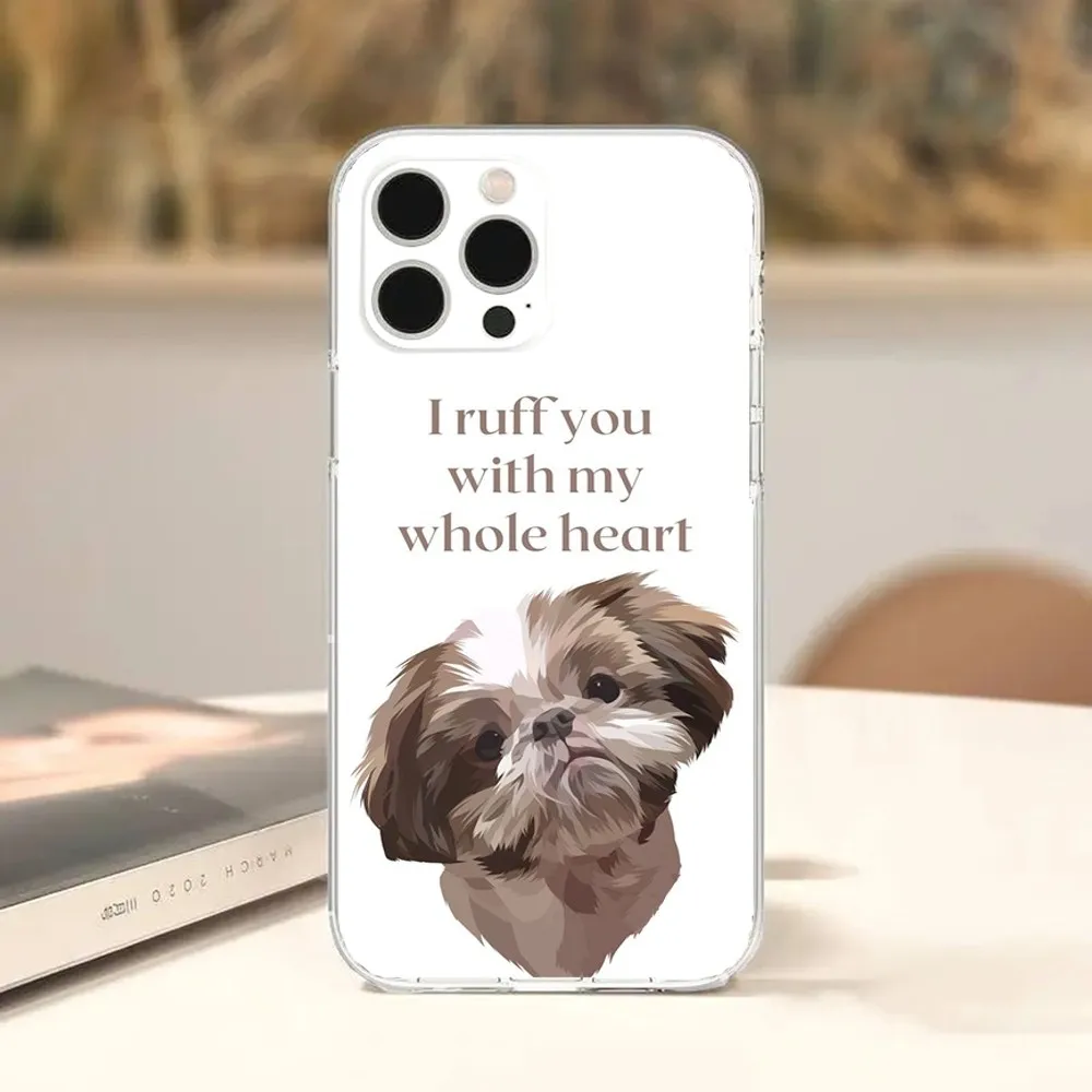 Cartoon cute Shih Tzu Dog Phone Case For iPhone Apple 15,14,13,12,Mini,11,Pro,Max,Plus,X,XR,XS,8,SE,2020,Plus Transparent Cover