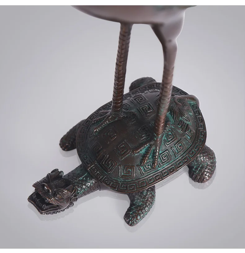 Guiling Heshou pure copper ornament, crane feet stepping on Bi Xi birthday star gift desktop decoration Chinese style
