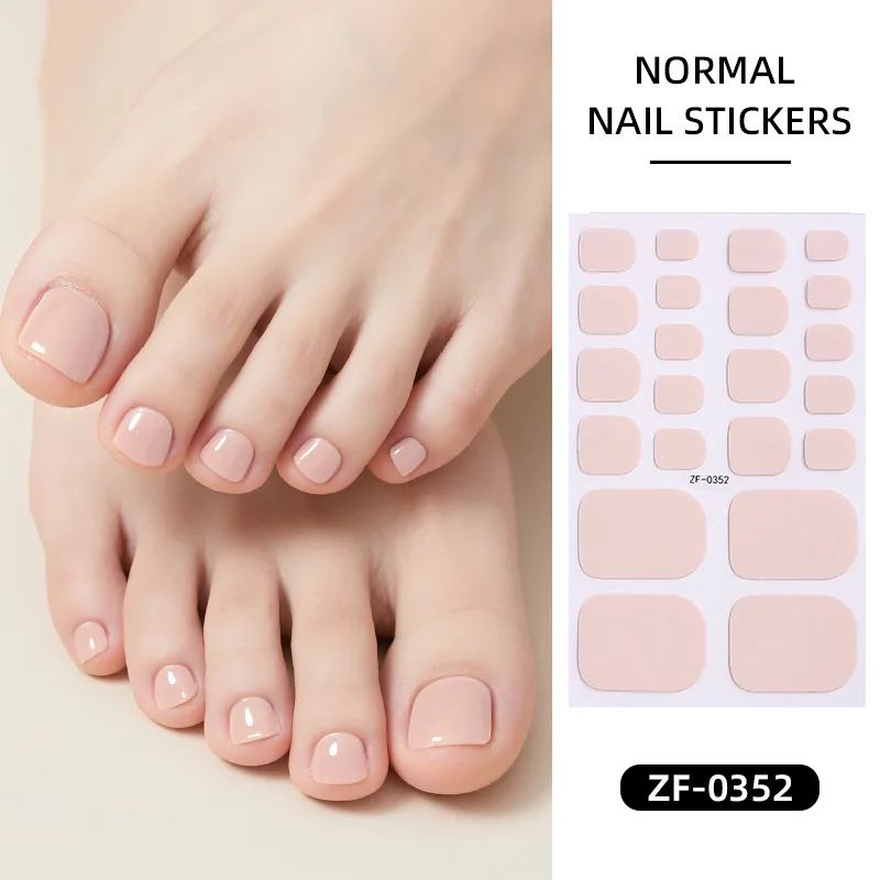 22Tips Solid Color Self-adhesive Gel Stickers for Toe Nails Waterproof Toenail Stickers Summer Self Adhesive DIY Foot Decals