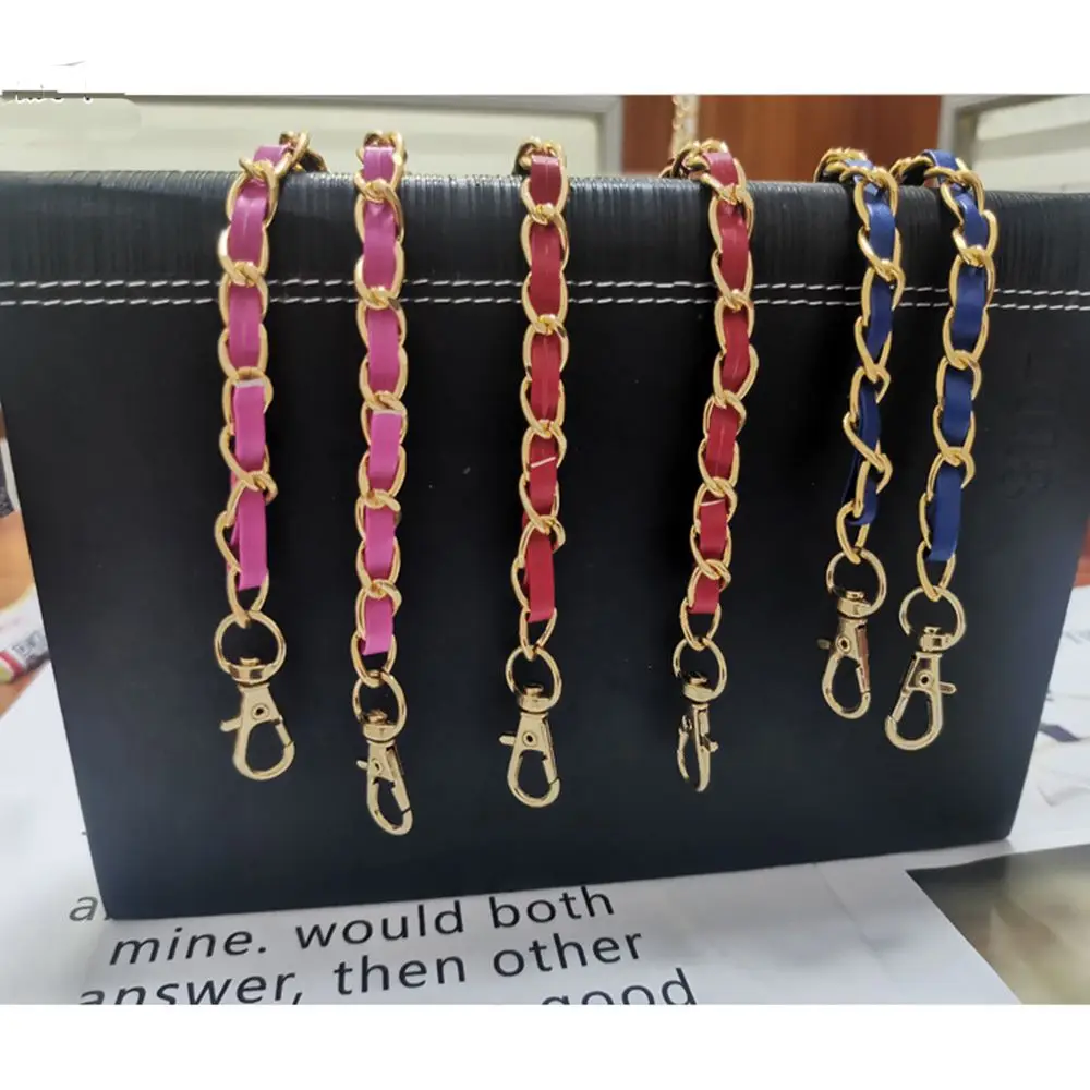 Metal PU Leather Strap for Handbag Adjustable Shoulder Bags Replaceable Chain Strap Decorative Bag Belt Messenger Bag Chain 1.2m