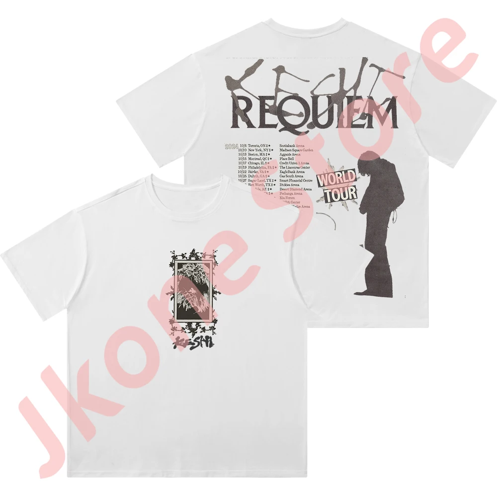 Keshi Requiem World Tour 2025 Merch Vintage Wash Tee Cosplay Women Men Fashion Short Sleeve Cotton T-Shirts