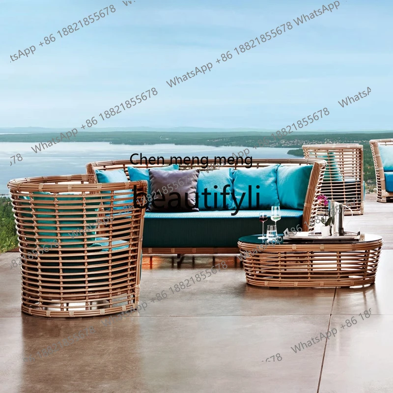 

X Outdoor Sofa Outdoor Rattan Open-air Three-person Rattan Sofa Set Furniture
