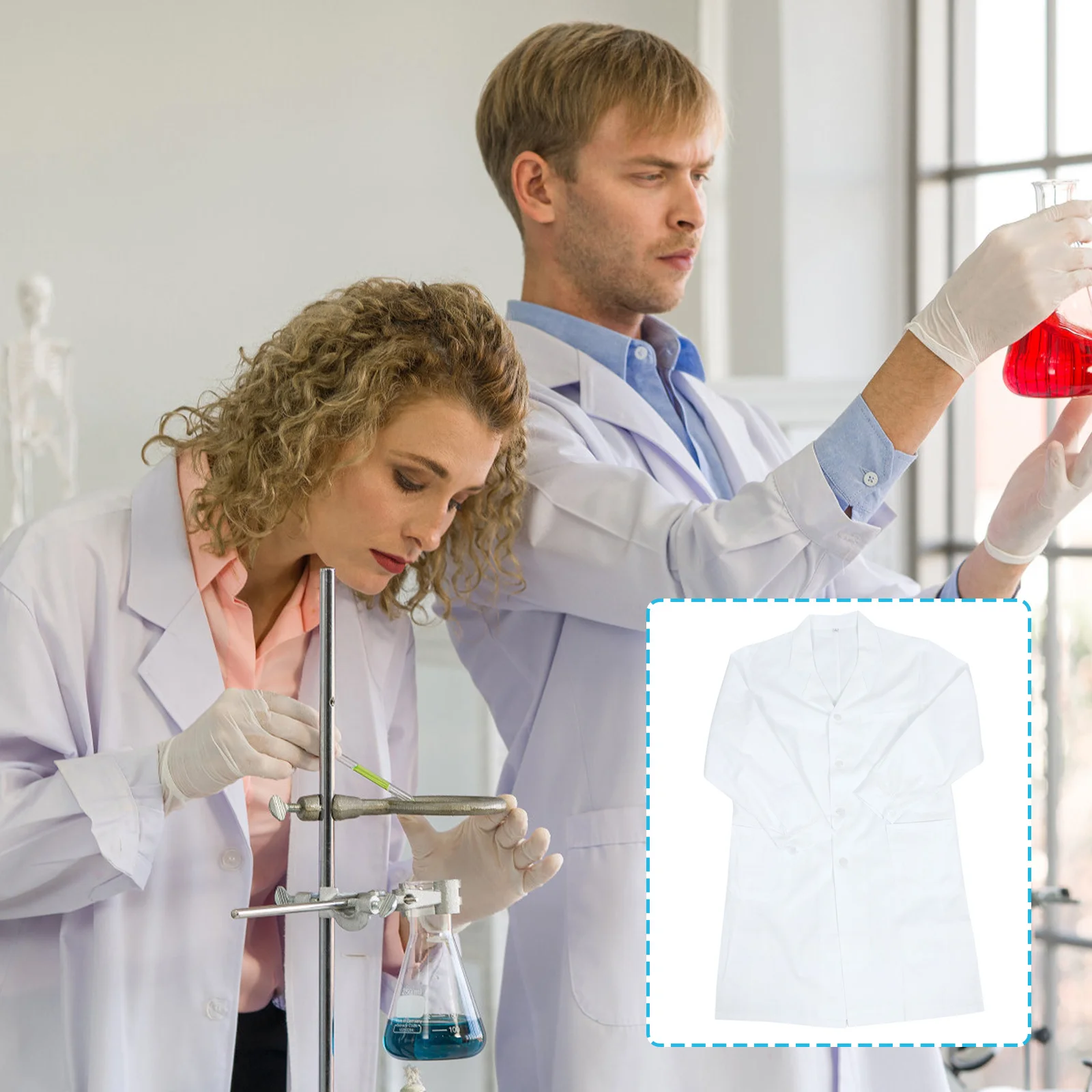 

Laboratory White Coat Long Sleeve Breathable Cotton Doctor Medical Coat with Pockets Comfortable Skin-Friendly for Laboratory