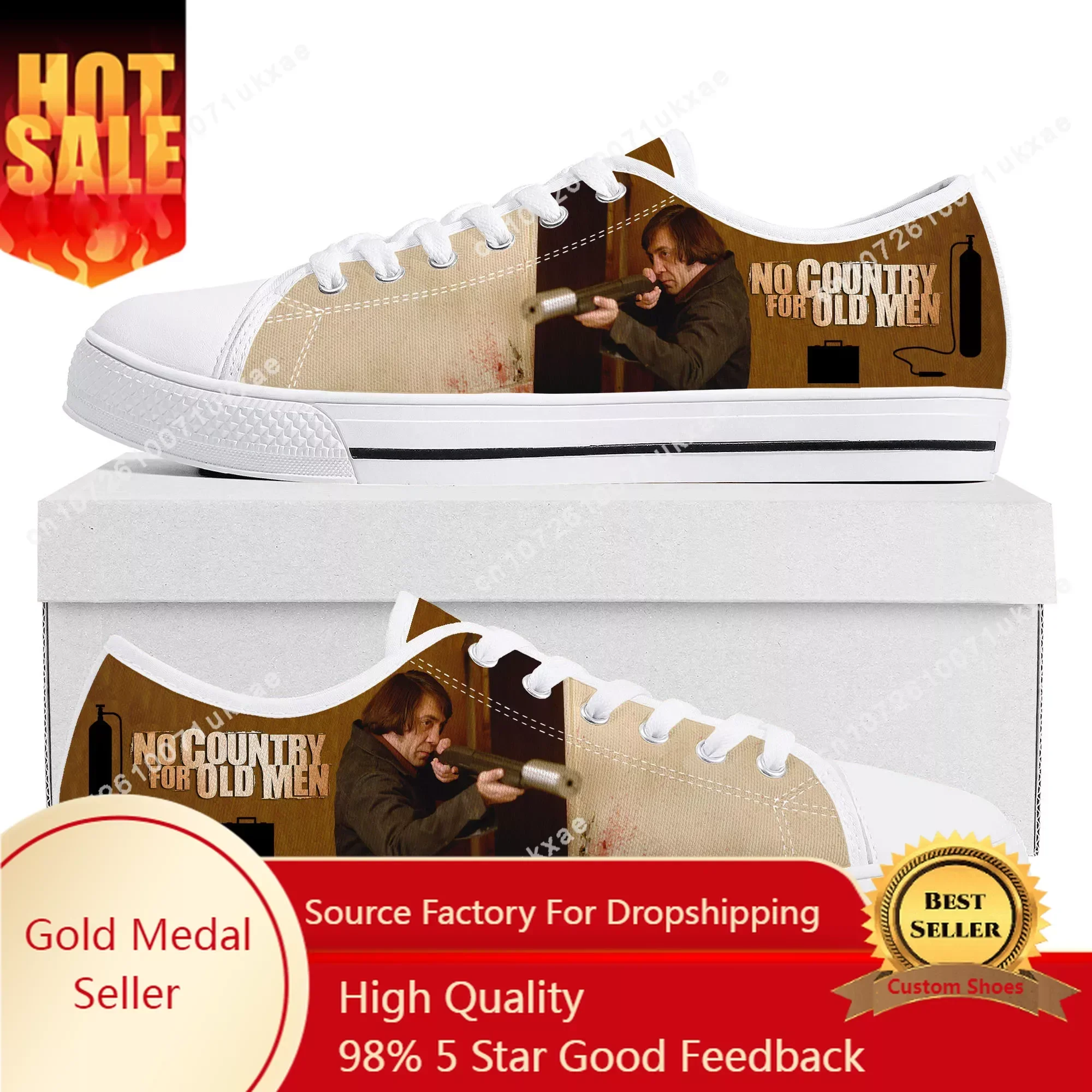 

No Country for Old Men Low Top Sneakers Mens Womens Teenager Anton Chigurh Canvas Sneaker couple Casual Shoes Custom Made Shoe