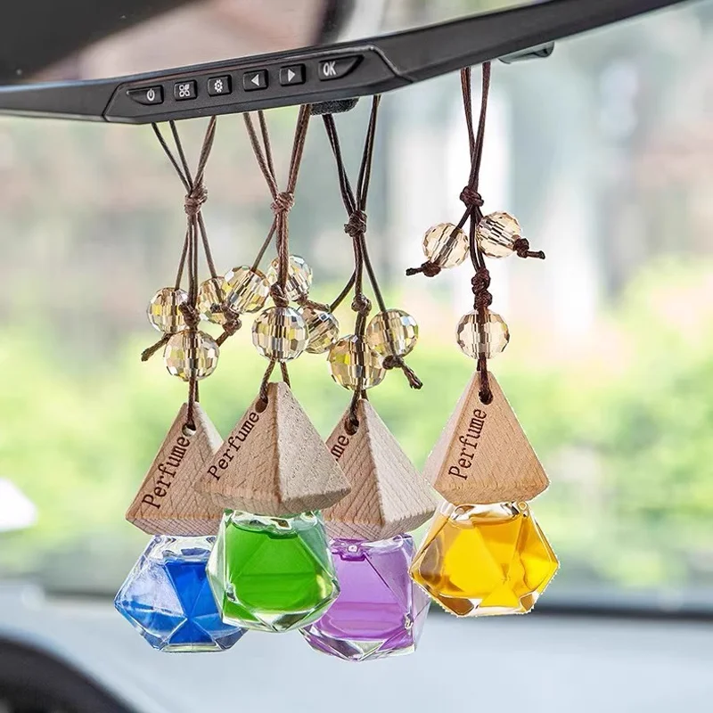 

Empty Wooden Bottle Square Lid Refillable Car Air Freshener Perfume Pendant Hanging Accessories Bottles Diffuser Air Freshene