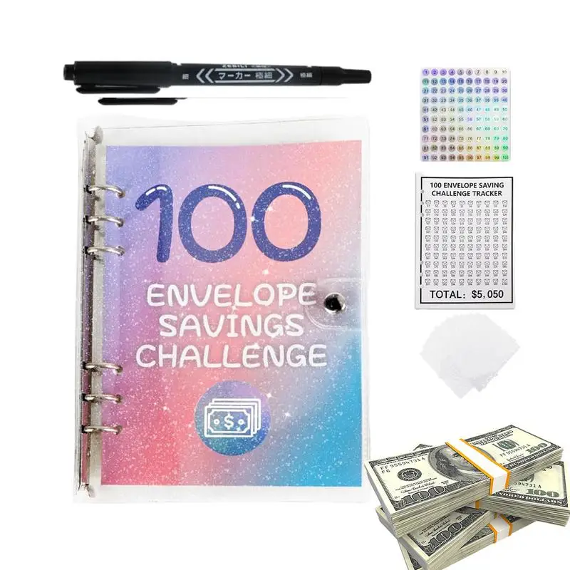 100 Envelope Savings Challenge Binder Cash Envelope Binder Money Binder Organizer Cash Stuffing Envelopes Binder Money Saving