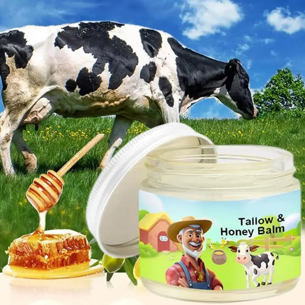Whipped Beef Tallow and Honey Balm Skin Face Moisturizer Finished Cream Grass Grass Fed Absorption Fast Face Organic Lotion O5H1