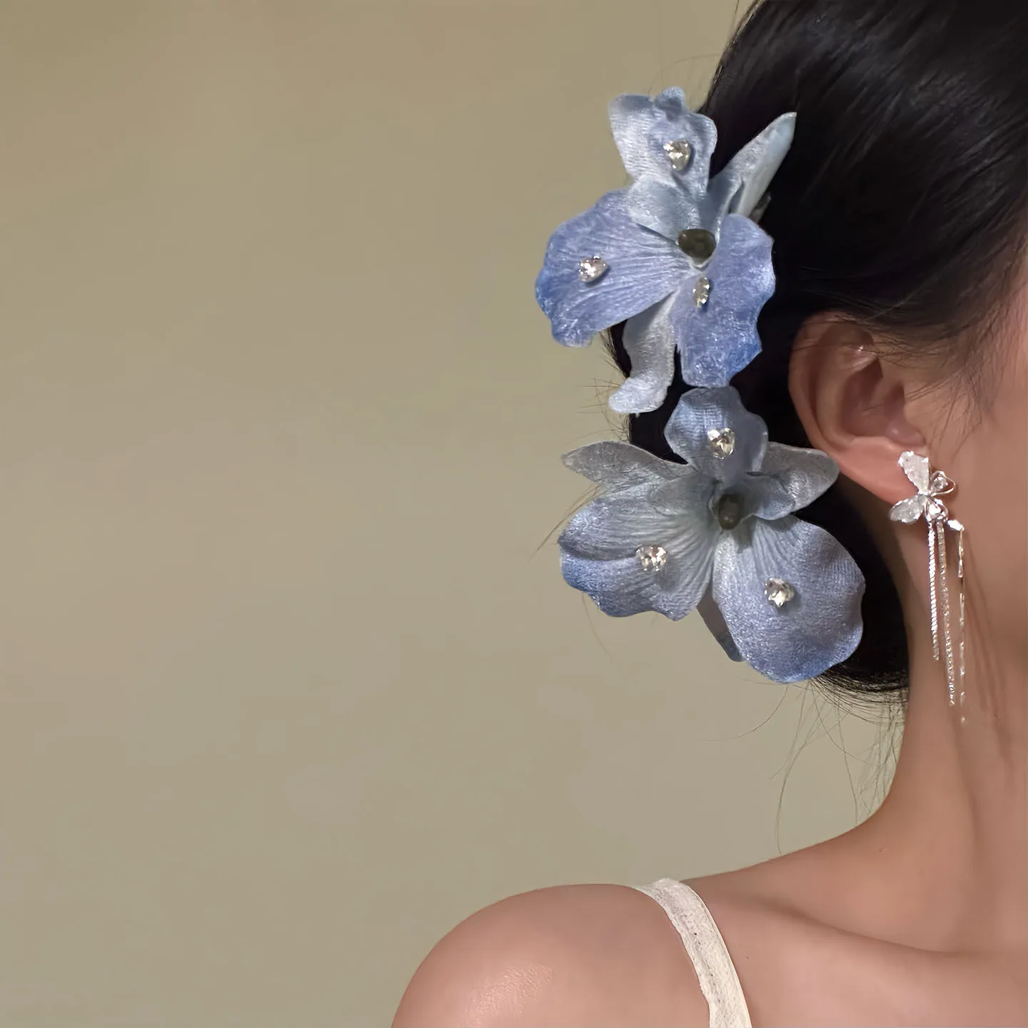 

Sweet girl orchid flower hairpin atmosphere side bangs clip duck bill clip super fairy seaside photo headdress
