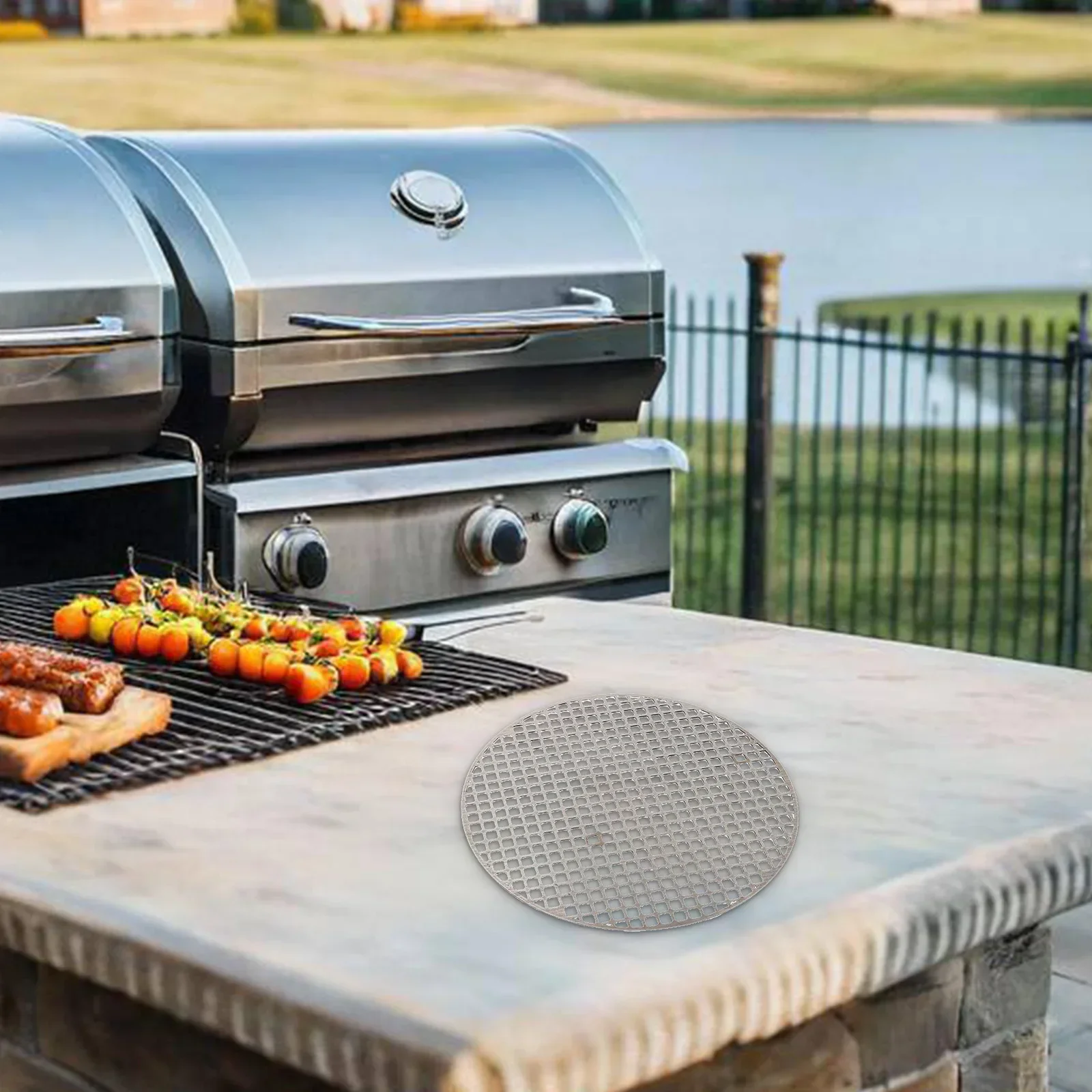 

18-30cm Stainless Steel Round Grill Net BBQ Mat Carbon Furnace Steam Barbecue Rack For Home Kitchen Accessory