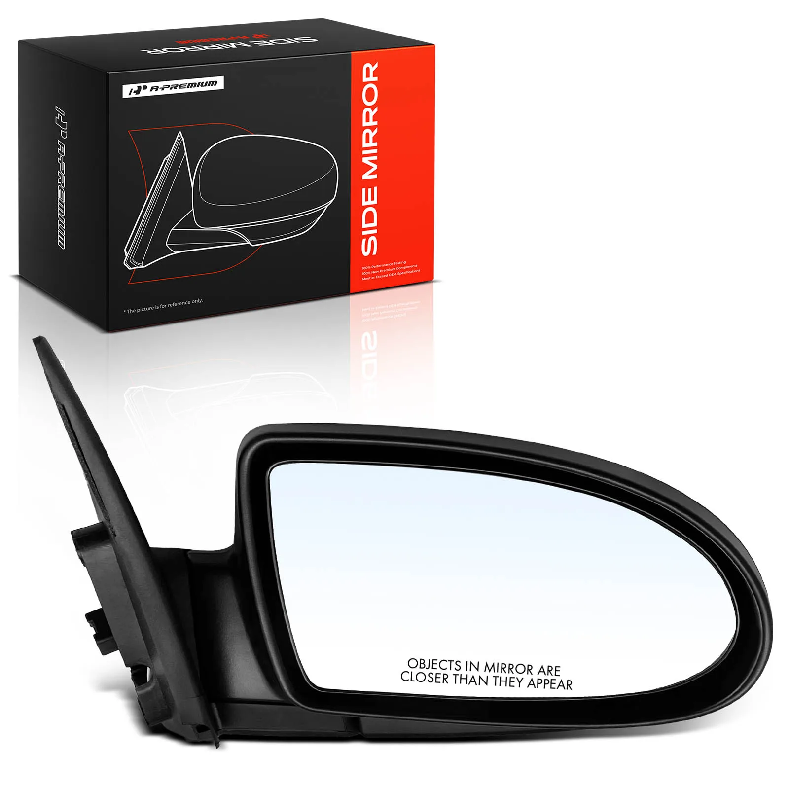 A-Premium Passenger Side Power Door Mirror for Hyundai Accent 2006-2009 Manual Folding Heated Black