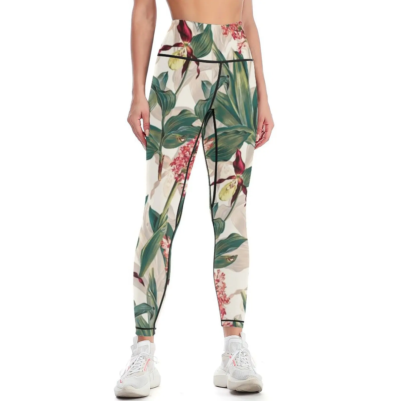 

Tropical Leaf Pattern Leggings gym pants fitness set gym harem pants push up legging Womens Leggings