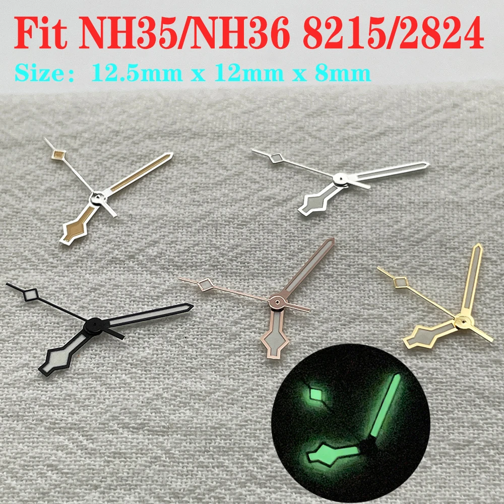 

Automatic Movement NH35/NH36 8215/2824 Watch Hands With C3 Green Luminous Needle 12.5mm *12mm *8mm Hour Minute Second Pointer