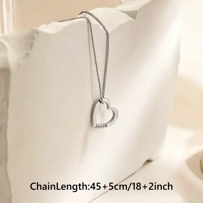 Custom Stainless Steel Heart-Shaped Name Necklace with Delicate Box Chain.Personalized Multi-Heart Pendant & Family Name Jewelry view 5