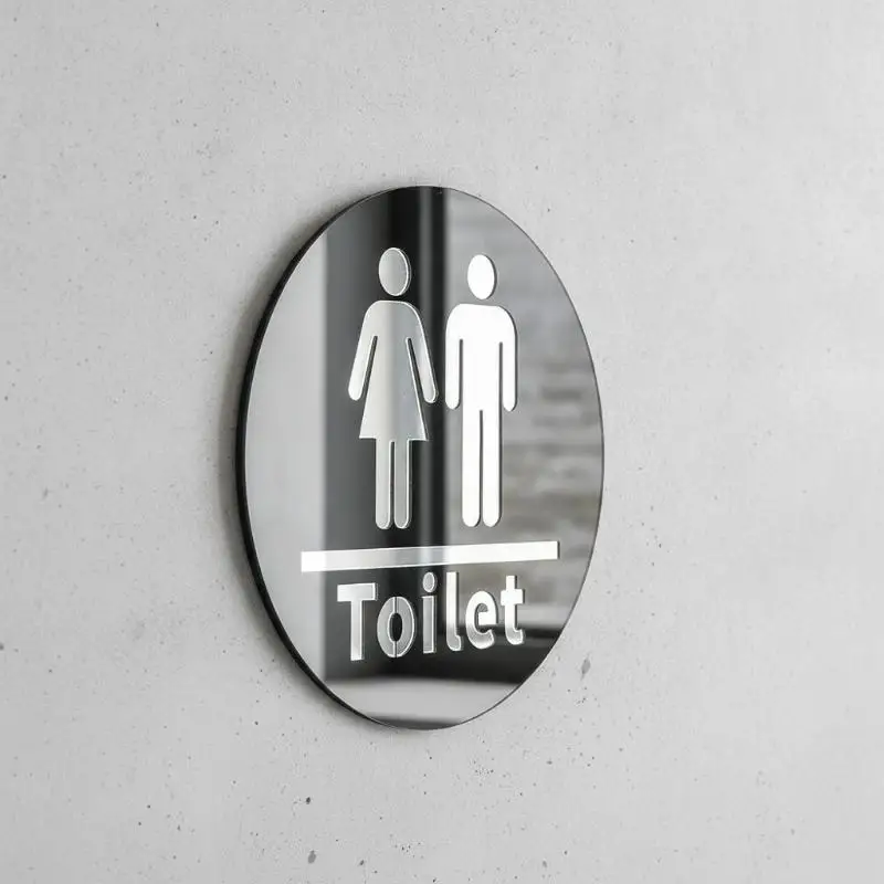 Men Women 3D Toilet Sign Acrylic Self-Adhesive Durable Wall Sticker for Home Restaurant Mall Public Restroom Decor