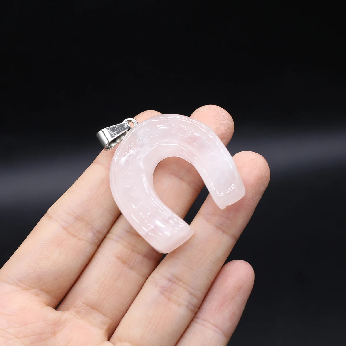 6PCS Wholesale Natural Semiprecious Stone Random Color U-shaped Pendant Jewelry Making DIY Necklace Earrings Accessories Gift