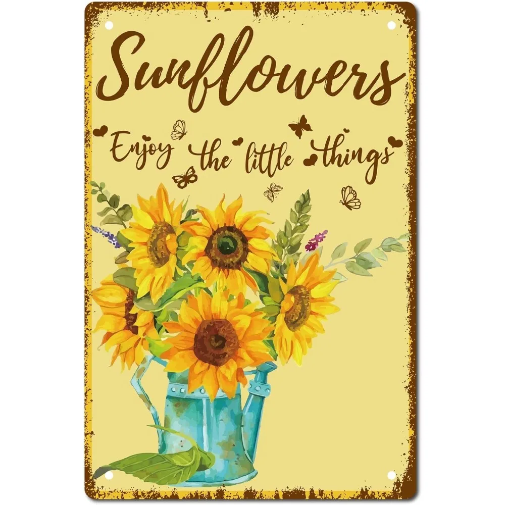 Sunflowers Enjoy The Little Things Tin Sign Vintage Retro Metal Wall Decor Decoration Art for Home Garden Kitchen Bar making kit