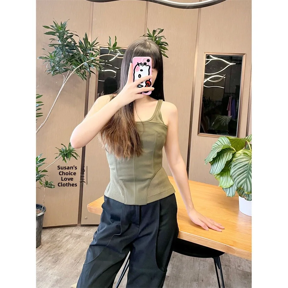 

Модный облегающий укороченный топ на бретельках с завышенной талией, в четырех цветах, летний, для молодых женщин, из хлопка