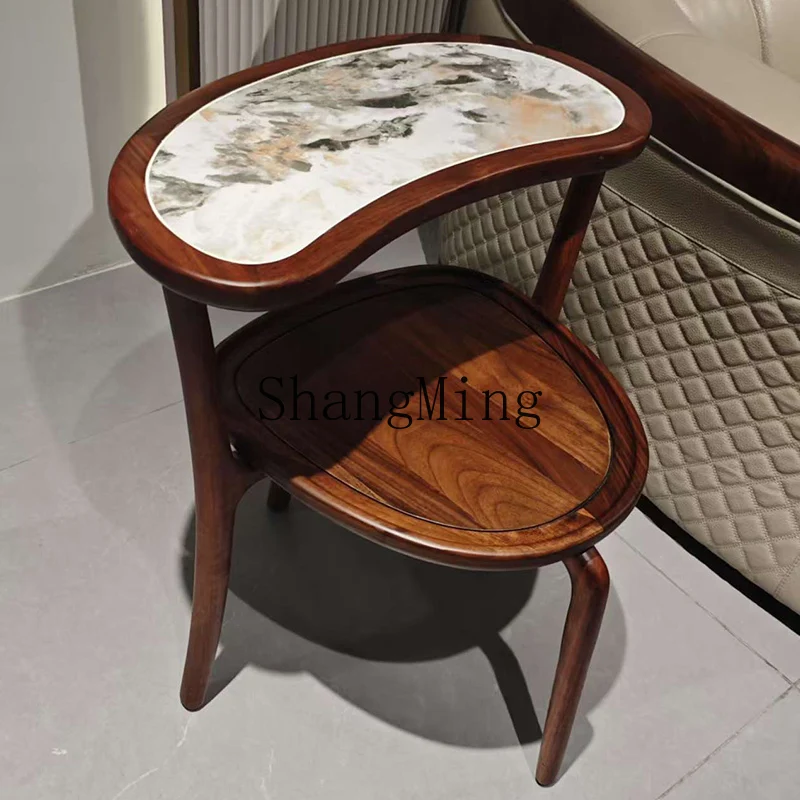 

FG new Chinese black walnut slate living room solid wood balcony corner few modern sofa ebony edge few