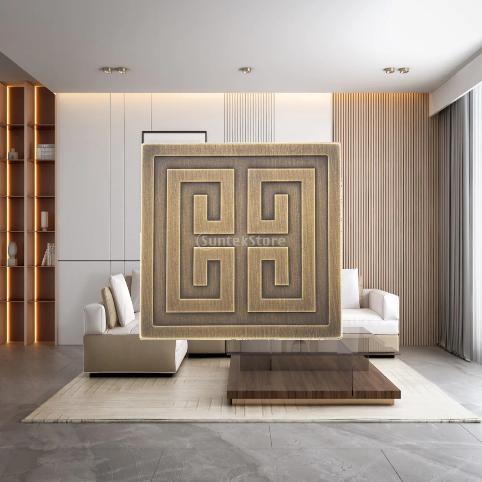 Industrial Brass Plate Chinese Traditional Design Furniture Applique Antique Finish Decorative Hardware for Door Cabinet Home