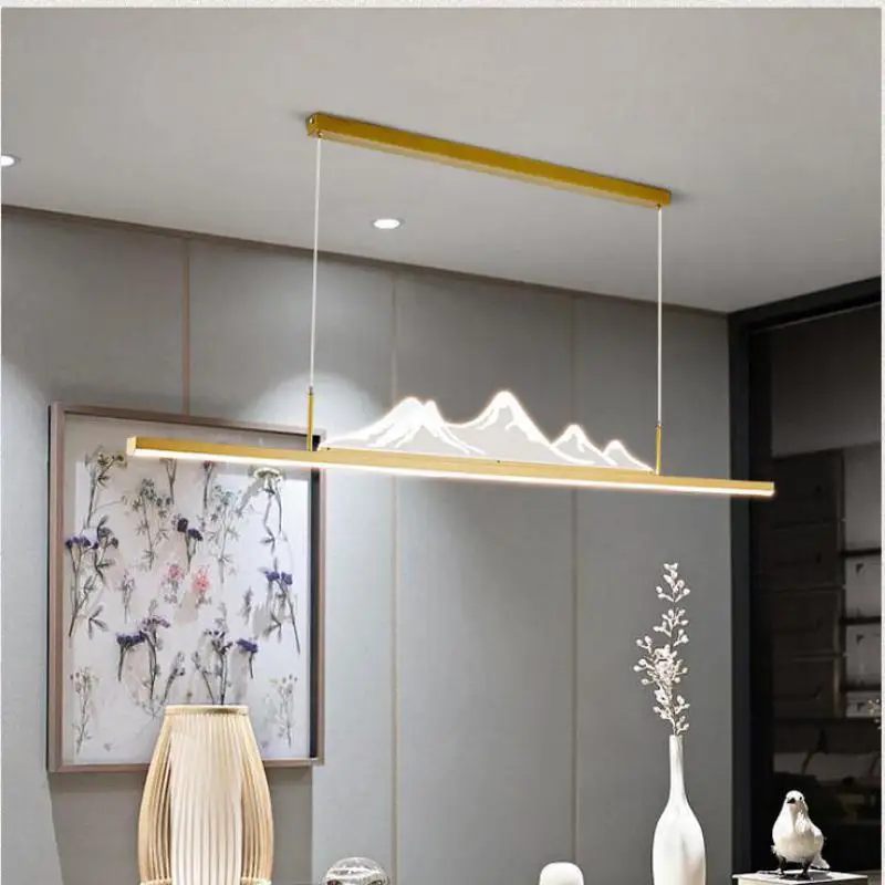 Art Mountain Restaurant Bar Chandelier lighting Chinese Style Long  Peak Tea Room Office project LED cord pendant hanging Lamp