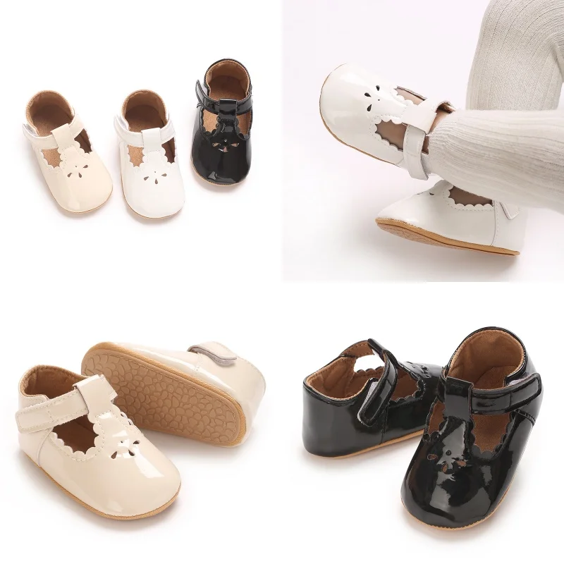 

Обувь для маленьких девочек, туфли принцессы, противоскользящая обувь из искусственной кожи на плоской подошве, резиновая детская обувь для детей 0–18 месяцев, обувь для первой ходьбы