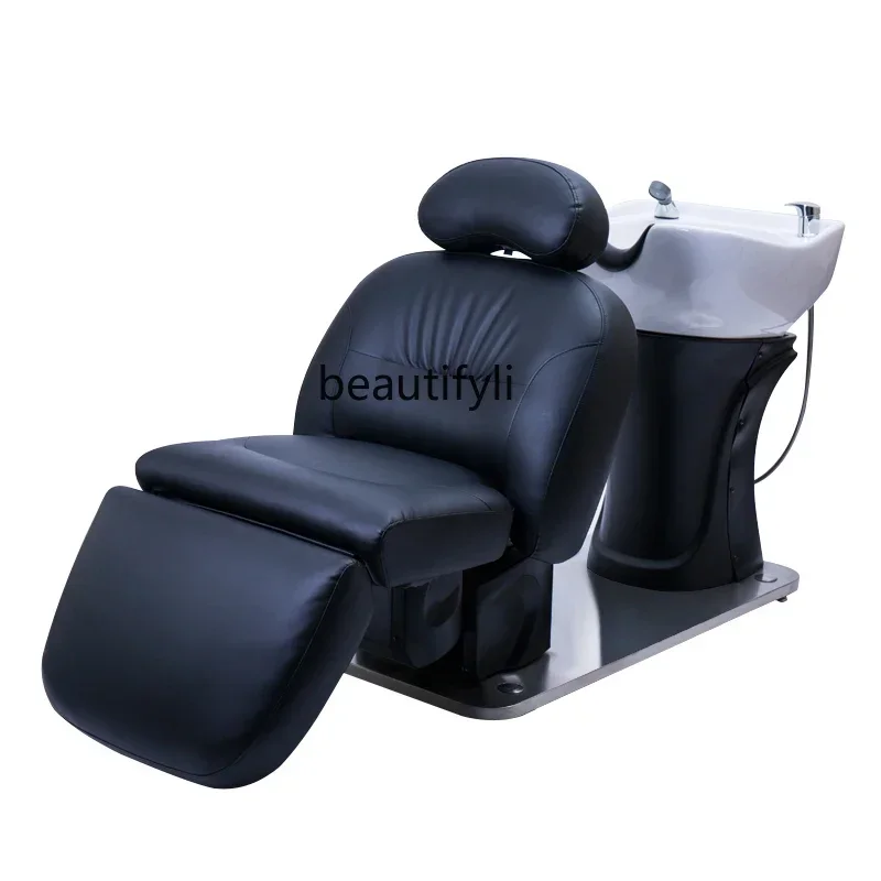 

X Barber Shop Shampoo Chair Special Hair Salon Lying Half Shampoo Chair High-End Hair Salon Electric Lifting Flushing Bed
