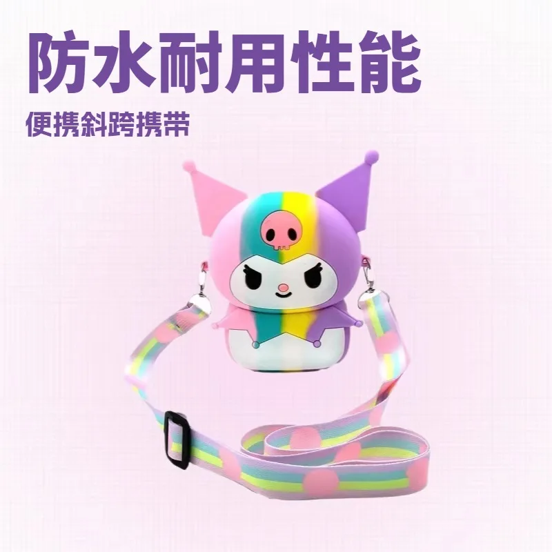 

Kawaii Sanrio Kuromi Coin Purse Cute Children's Outdoor Play Silicone Diagonal Cross Bag Holiday Gift