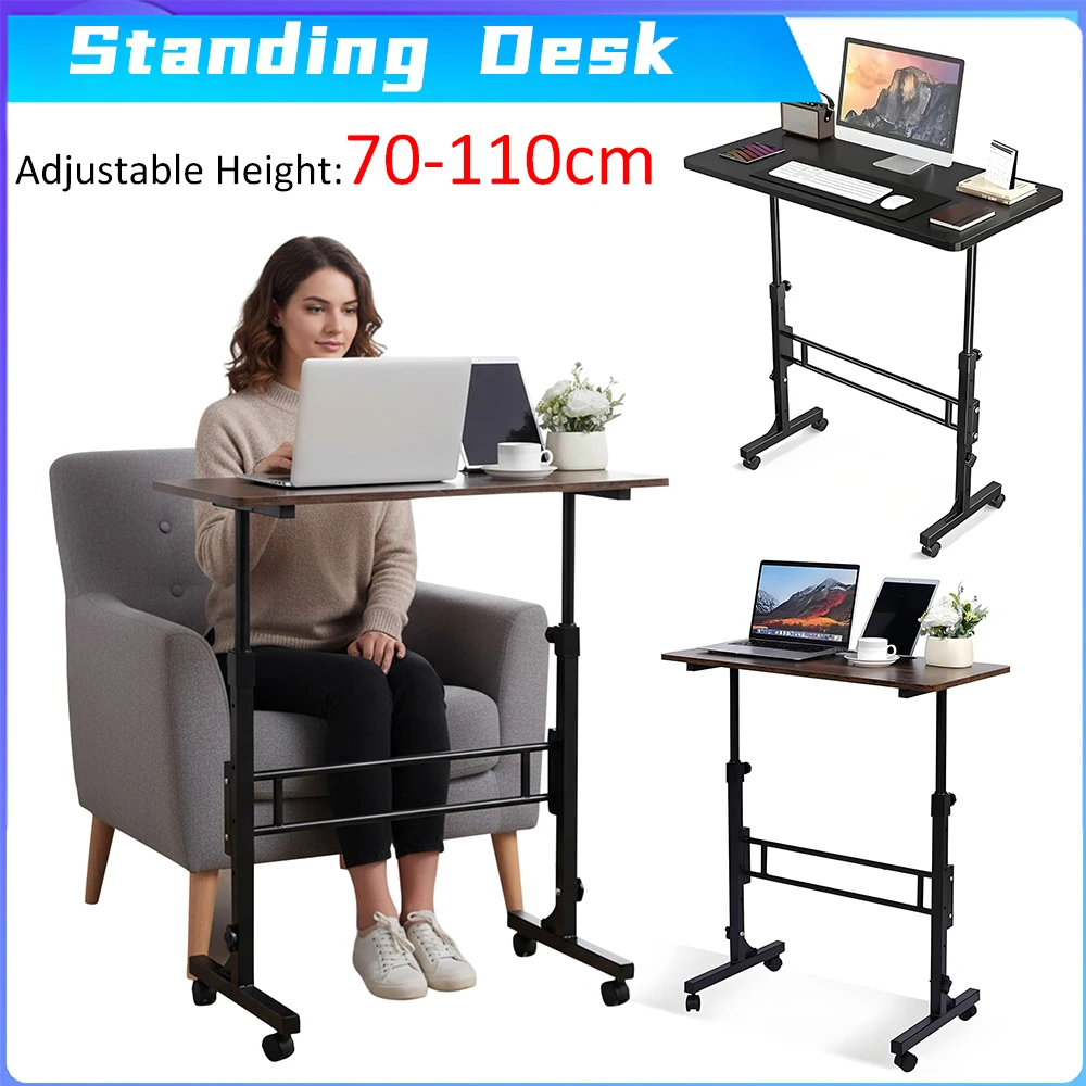 

Портативная беговая дорожка-стол на колесиках 31,5 дюйма, регулируемая по высоте, мобильный стол-подставка для ноутбука у дивана/софы