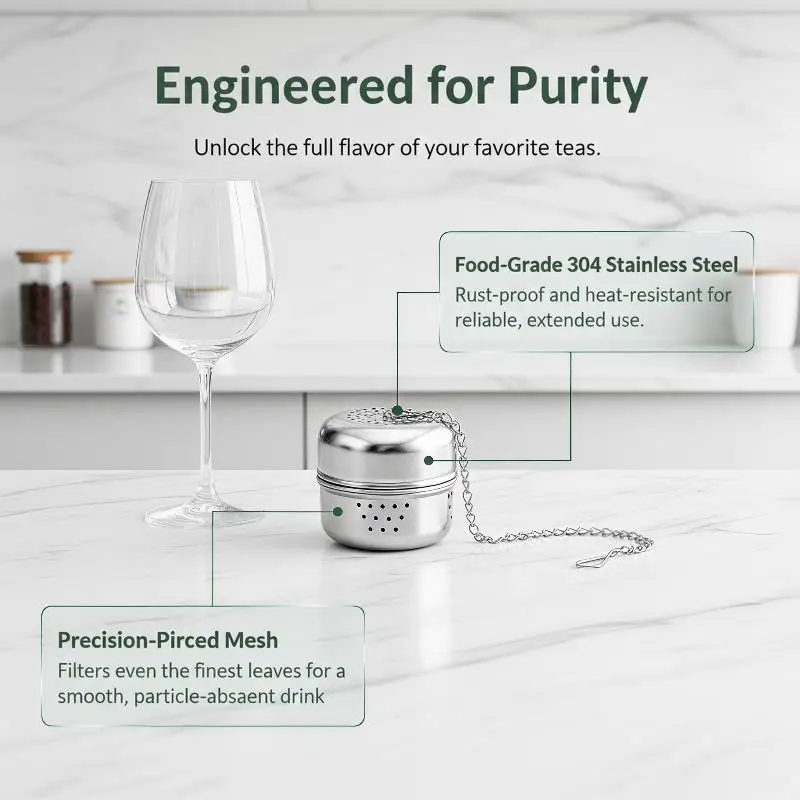 Tea Infuser Tea Filter Cylindrical Shape Fine Mesh Tea Infusers For Loose Tea Retractable Chain Design Tea Strainers For Loose