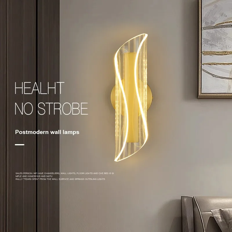 Modern Thin Waist LED Wall Lamp Bedroom Study Restaurant Hotel Bedside Streamer Wall Lamps Living Room Decor Scroll Wall Lights view 2