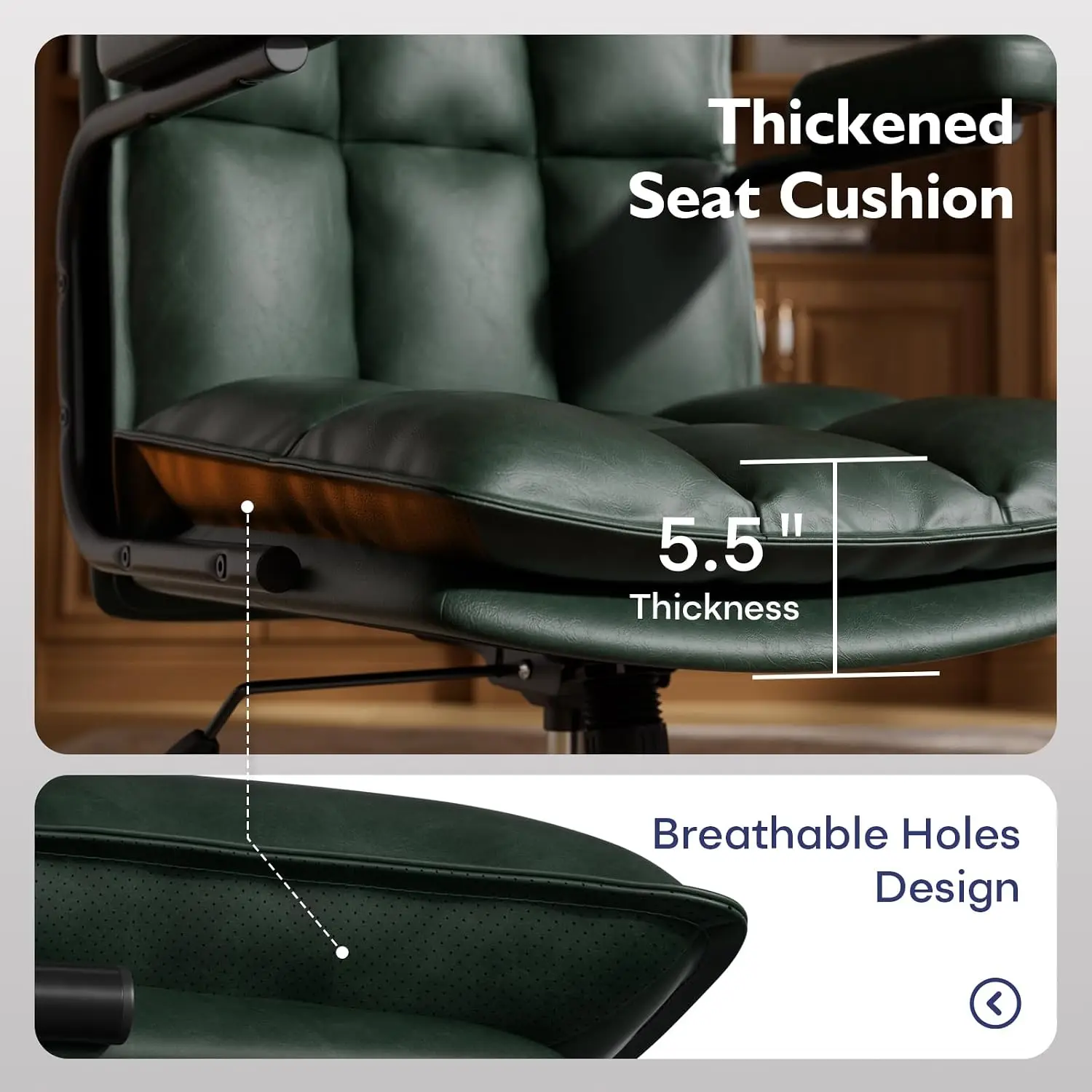 Green Petite Office Chair Small Frame Mid Century Modern Desk Chair Arms Soft Back&Seat Adjustable Height , Customized