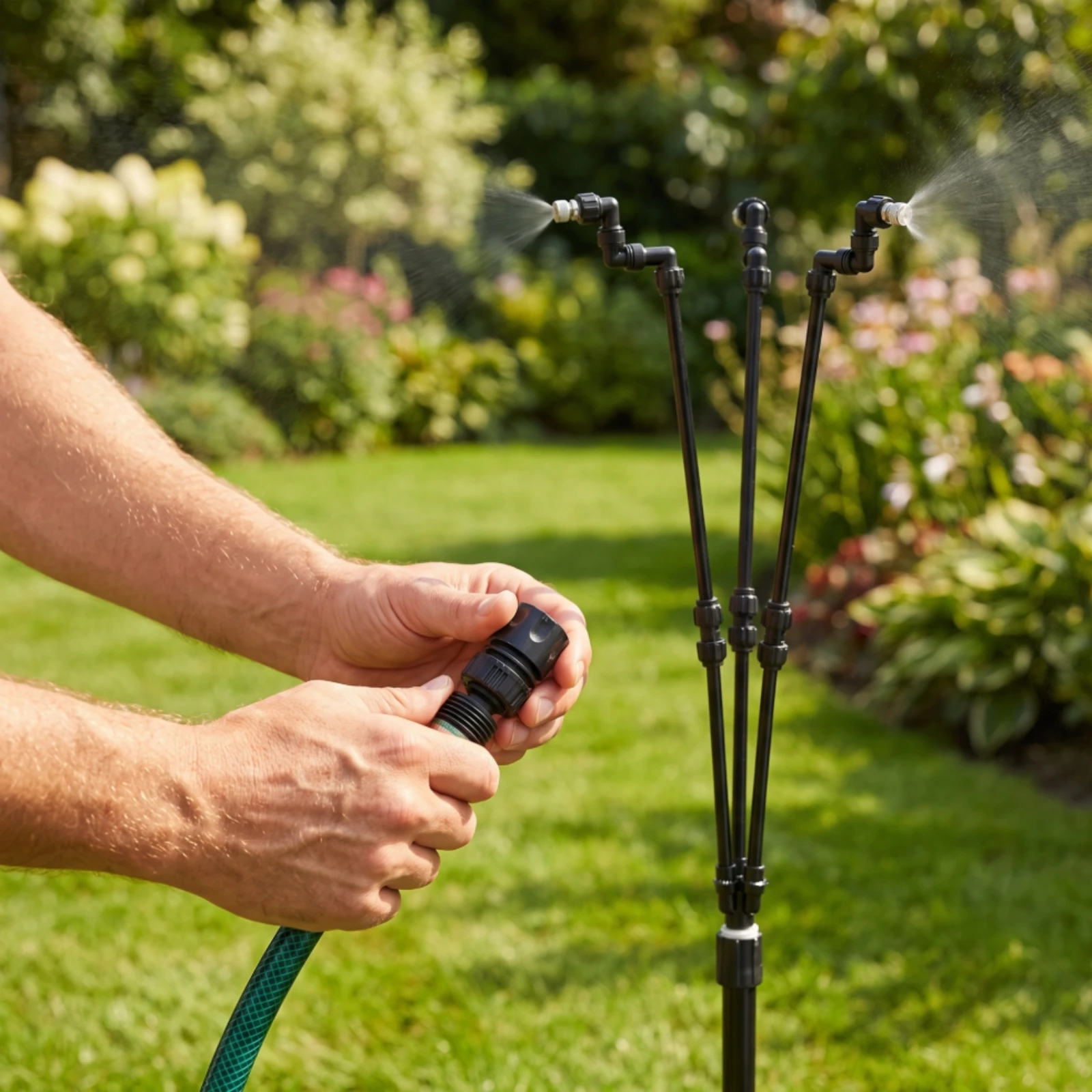 Misting Spray System with Weighted Base Fine Mist Outdoor Misting Stand Water Sprayer Portable Sprinkler Easy to Install